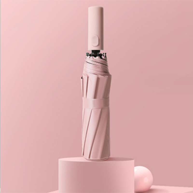 Hengdun fully automatic black rubber sun umbrella, reinforced wind-resistant striped anti-slip handle, one-click opening, closing and folding umbrella, simple business style, UV protection, sunshade, factory stock, supports wholesale, custom LOGO details Picture