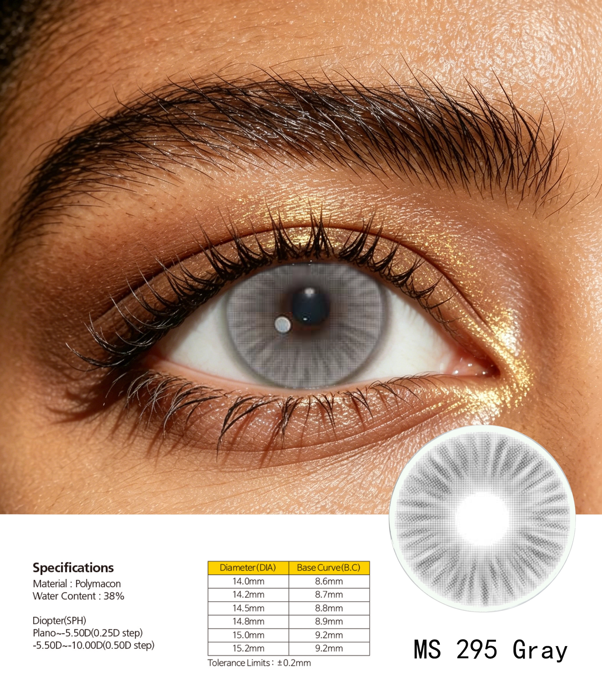 Blue color contact lenses, natural big eye contact lenses, comfortable and breathable corneas Specification image