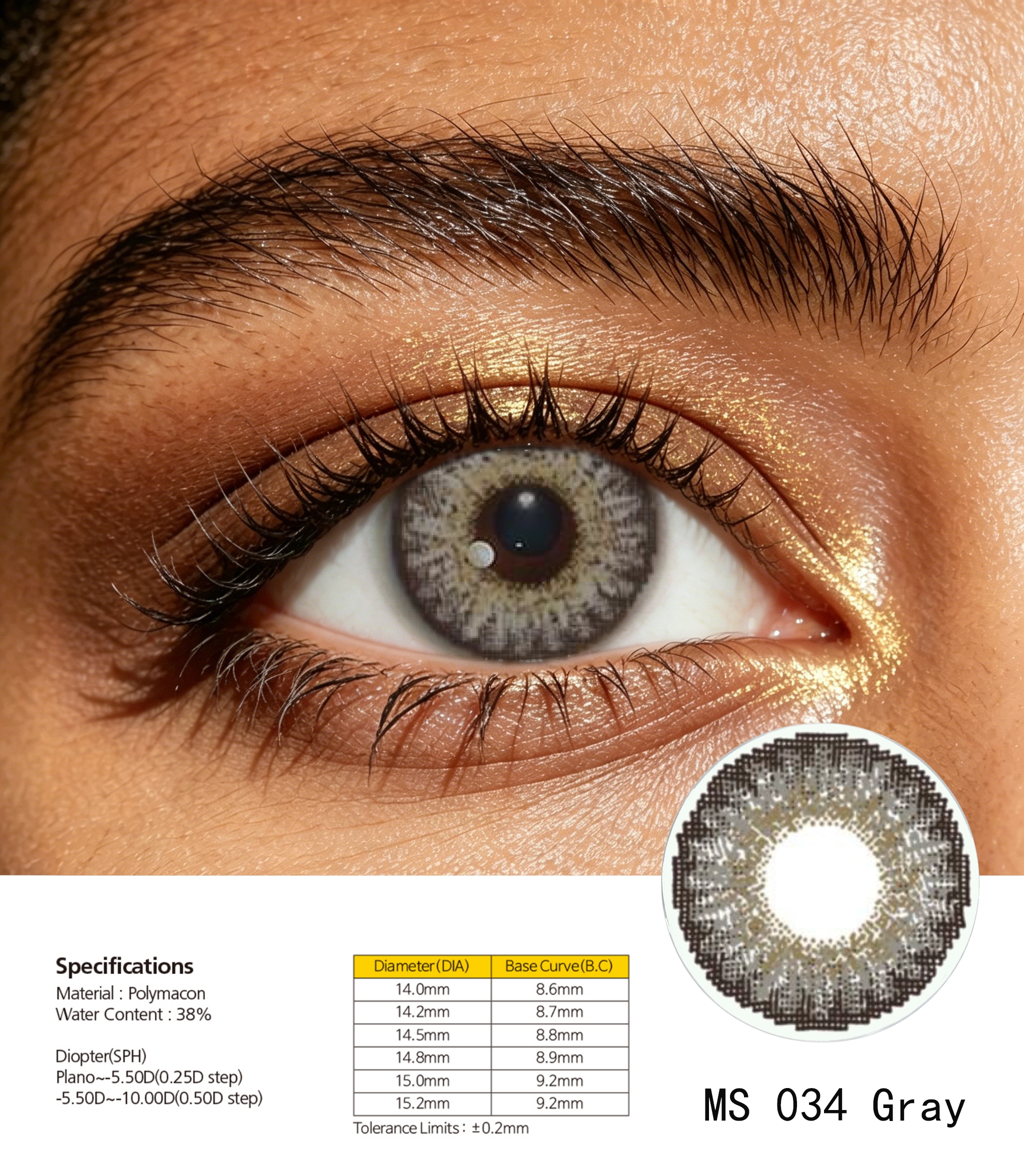 Beauty contact lenses care for the eyes, providing a comfortable, natural and hydrating eye makeup details Picture