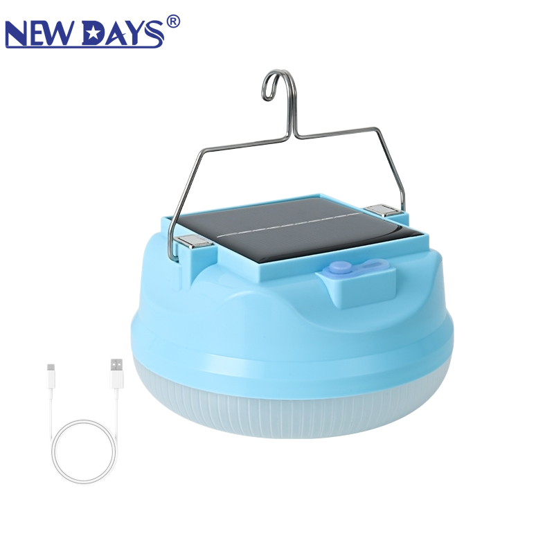 NEWDAYS品牌跨境新款LED太阳能充电露营灯，室外防水手提移动停电应急照明灯，便携式户外帐篷野营超长续航