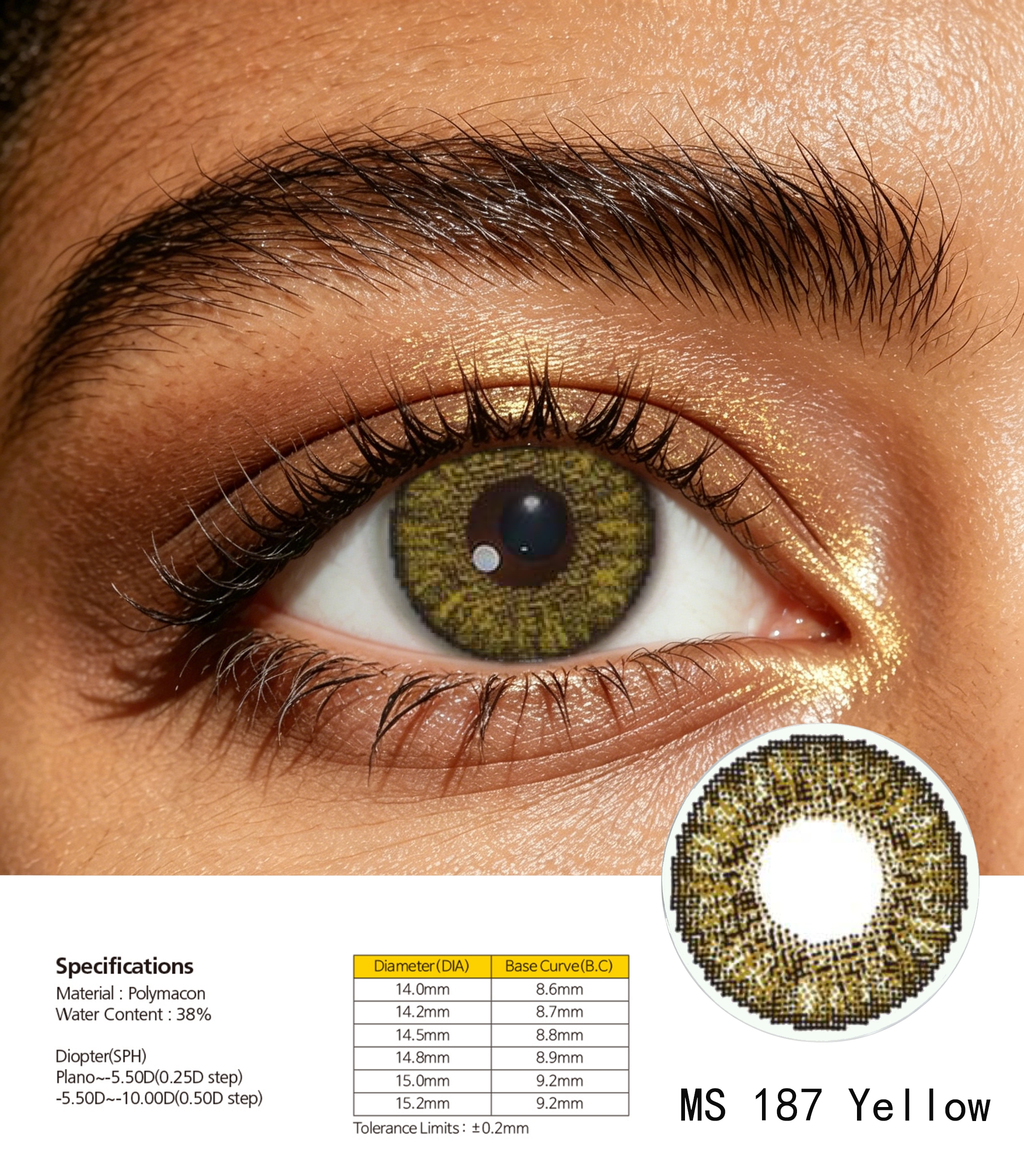 Green beauty contact lenses, natural big eyes, comfortable and eye protection, 10-piece daily drop set Specification image