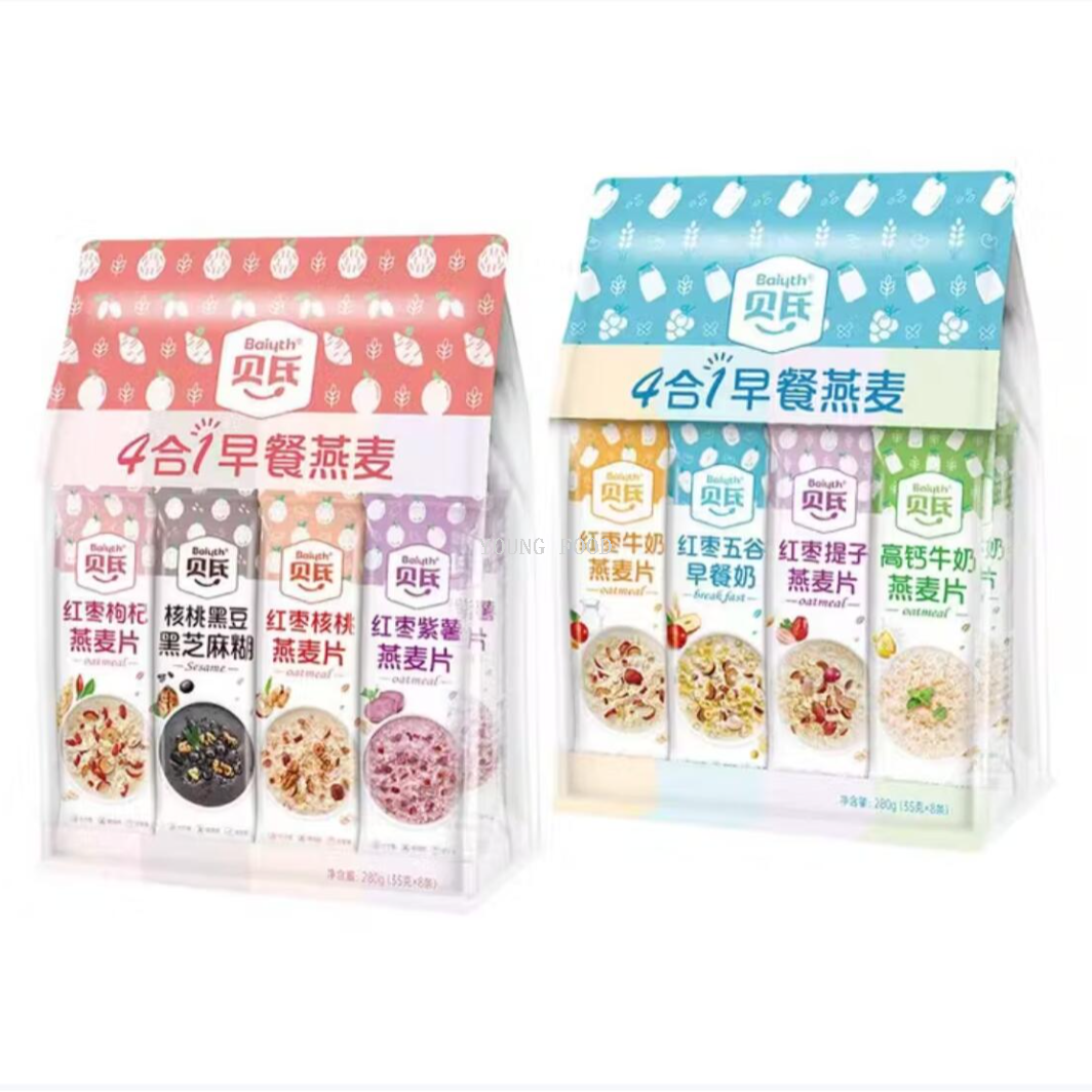 包邮！贝氏高纤黑麦片420g 活力早晨营养早餐休闲食品即食冲饮白底实物图