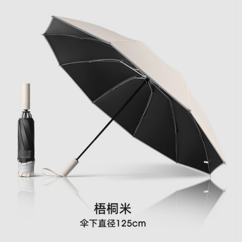 Hengdun fully automatic reverse non-wet car umbrella, 27-inch double-person large umbrella surface, night reflective strip safety umbrella, black rubber, sun protection, wind resistance, anti-violence, all-weather reflective umbrella. Factory stock available, wholesale and customization supported pic 5