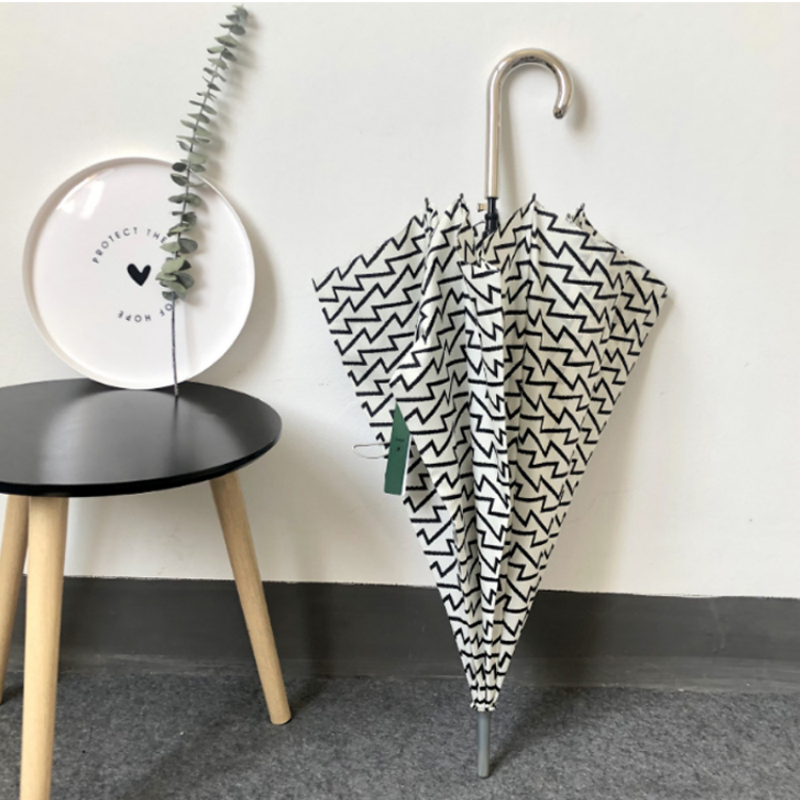 Hengdun Morandi color series flower and leaf fresh printed straight pole umbrella, niche design sense, curved handle umbrella, water-resistant, wind-resistant, UV-resistant, all-weather, retro commuting sunshade umbrella, factory stock available, wholesale and customization supported Specification image