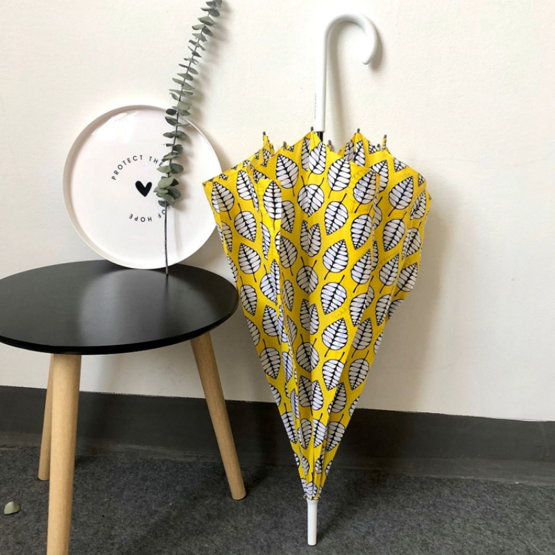 Hengdun Morandi color series flower and leaf fresh printed straight pole umbrella, niche design sense, curved handle umbrella, water-resistant, wind-resistant, UV-resistant, all-weather, retro commuting sunshade umbrella, factory stock available, wholesale and customization supported Application Scenario