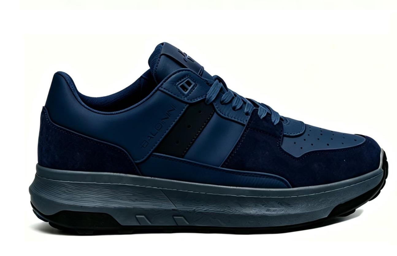 Dark blue genuine leather Dexun men's summer casual Shoes full figure