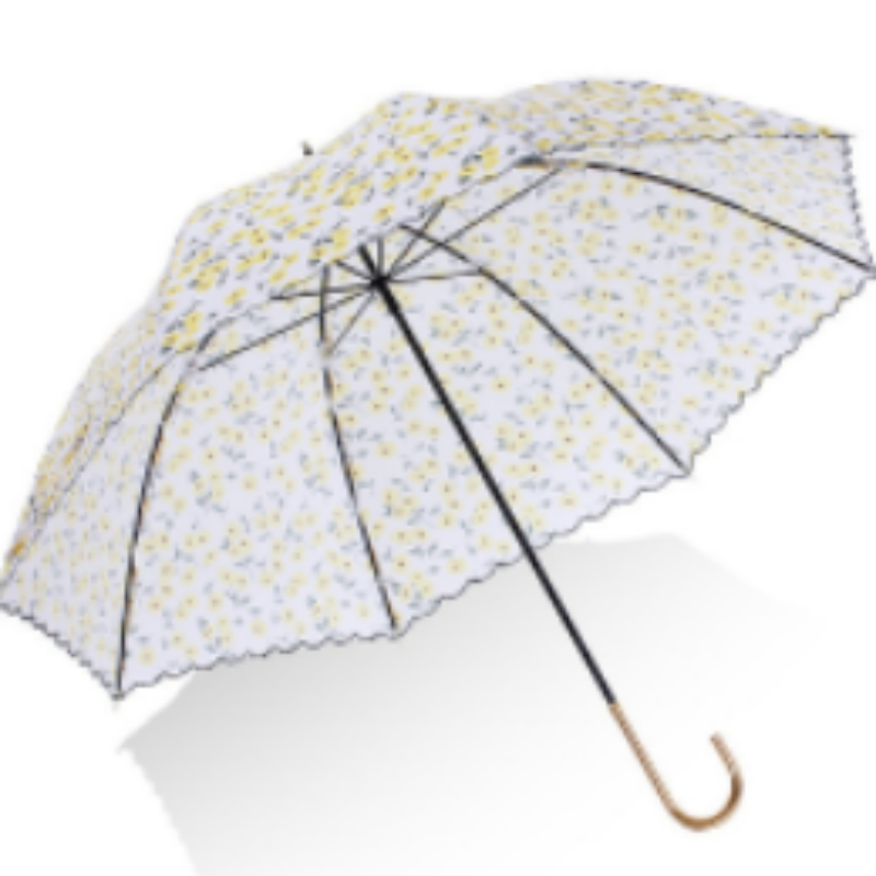 Hengdun Forest series floral lace edge curved hook three-fold umbrella black rubber sun and wind protection umbrella, lightweight and portable, folding UV protection sunshade, multi-color mixed batch, customizable logo, factory stock available for wholesale pic 7