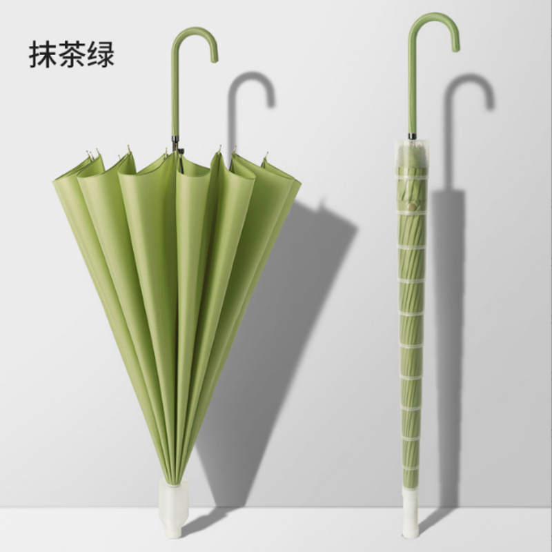 The Hengdun 16-bone reinforced frame wind-resistant macaron-colored leather curved handle long pole umbrella comes with a transparent waterproof cover, won't get your clothes wet, and is a commuting water-resistant straight pole umbrella. Factory stock available for wholesale. Customized logo Item Picture
