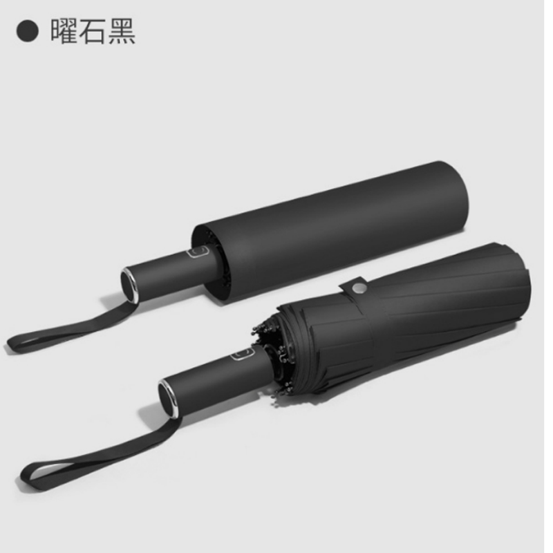 Hengdun 12-bone enlarged fully automatic folding umbrella with black rubber coating for sun protection and UV protection, UPF50 + Morandi solid color business commuting umbrella, reinforced wind resistance, portable three-fold sunshade for men and women Item Picture