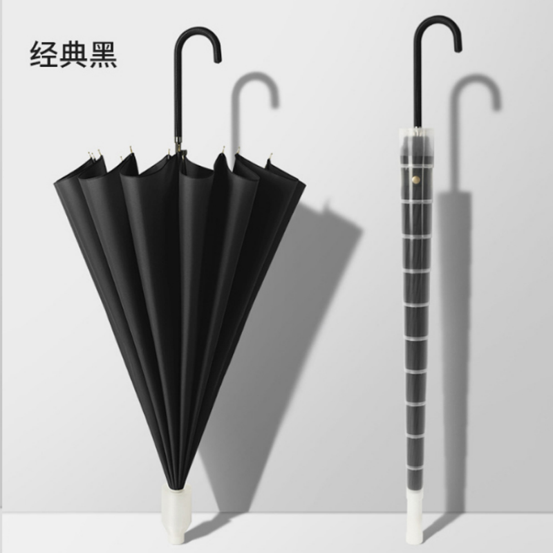 The Hengdun 16-bone reinforced frame wind-resistant macaron-colored leather curved handle long pole umbrella comes with a transparent waterproof cover, won't get your clothes wet, and is a commuting water-resistant straight pole umbrella. Factory stock available for wholesale. Customized logo Application Scenario