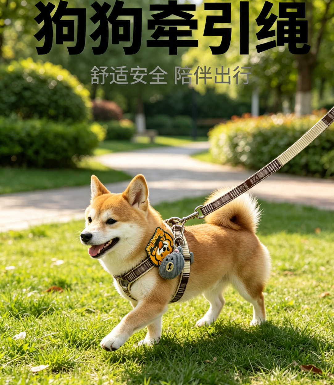 狗绳/宠物用品/牵引绳/宠物牵引绳可爱/狗狗牵引绳白底实物图