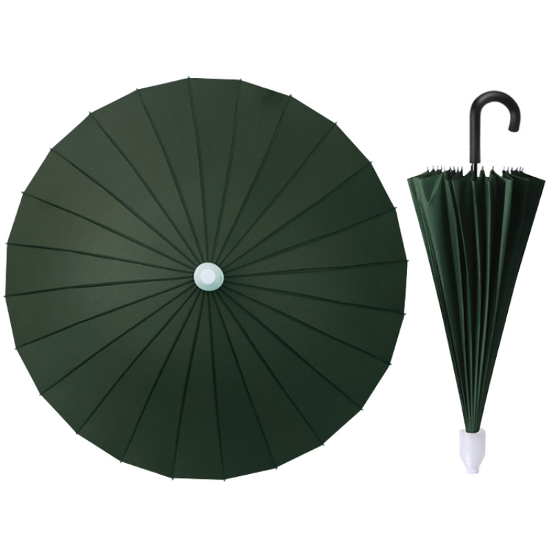 The Hengdun high appearance level 24-bone large rainbow umbrella comes with a transparent waterproof cover that won't get your clothes wet, is water-resistant and wind-resistant, and has a reinforced long handle straight pole umbrella with a frosted curved handle. It supports wholesale and custom logo Specification image
