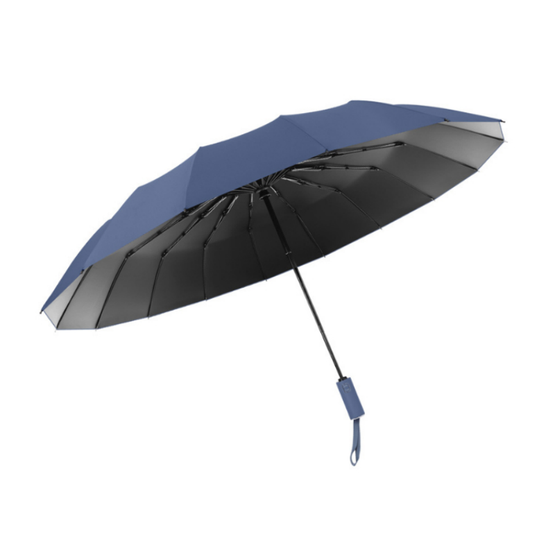 Hengdun fully automatic 16-bone black rubber-coated umbrella, one-click opening and closing, sun protection and UV-blocking folding umbrella, unisplendour commuting sunshade, reinforced wind-resistant portable business umbrella, wholesale and customization supported details Picture