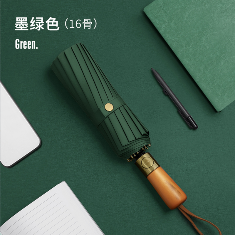 Hengdun high-end solid wood handle fully automatic folding umbrella, 12-bone reinforced windproof black rubber sun protection business umbrella, business commuting portable sunshade umbrella, reinforced windproof, rain and sun dual-purpose umbrella, wholesale and customization supported Application Scenario
