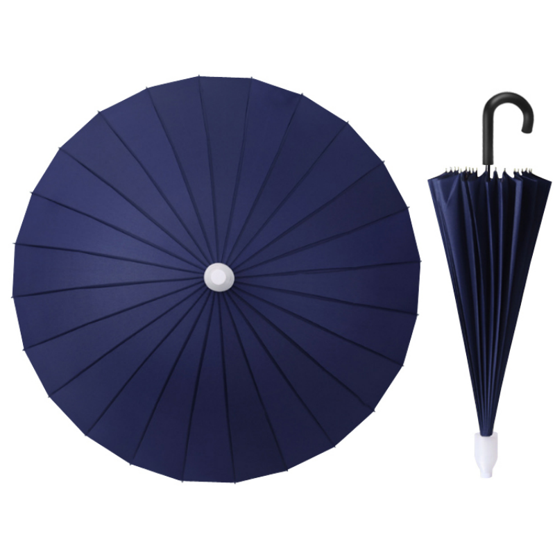 The Hengdun high appearance level 24-bone large rainbow umbrella comes with a transparent waterproof cover that won't get your clothes wet, is water-resistant and wind-resistant, and has a reinforced long handle straight pole umbrella with a frosted curved handle. It supports wholesale and custom logo Item Picture