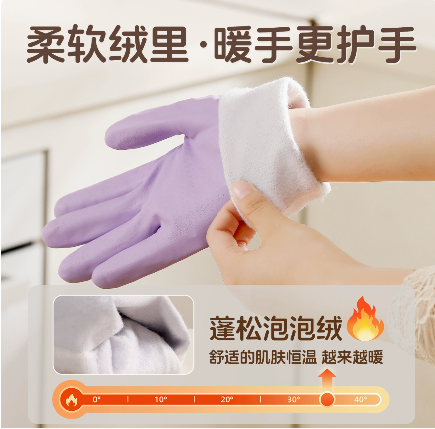 Multi-color classified rubber gloves, home cleaning, dishwashing, pet no-wash, industrial four-zone gloves, kitchen durable, household dishwashing gloves, short threaded mouth thickened and fleece laundry, waterproof cleaning pvc gloves details Picture