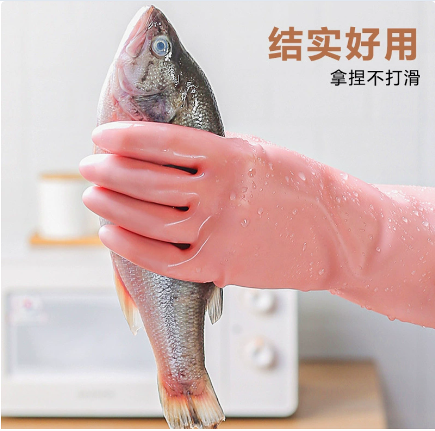 Household dishwashing gloves manufacturer wholesale PVC waterproof gloves for household chores, cleaning, running around and street stalls, thickened plastic steel gloves Application Scenario