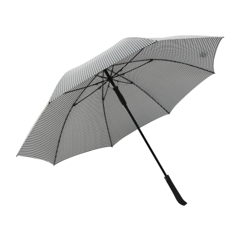 Hengdun Business style black straight-handled umbrella, one-click automatic opening, rainproof and wind-resistant, long-handled umbrella suitable for both men and women, simple checkered pattern/pure black commuting durable umbrella, supports wholesale customization LOGO Item Picture