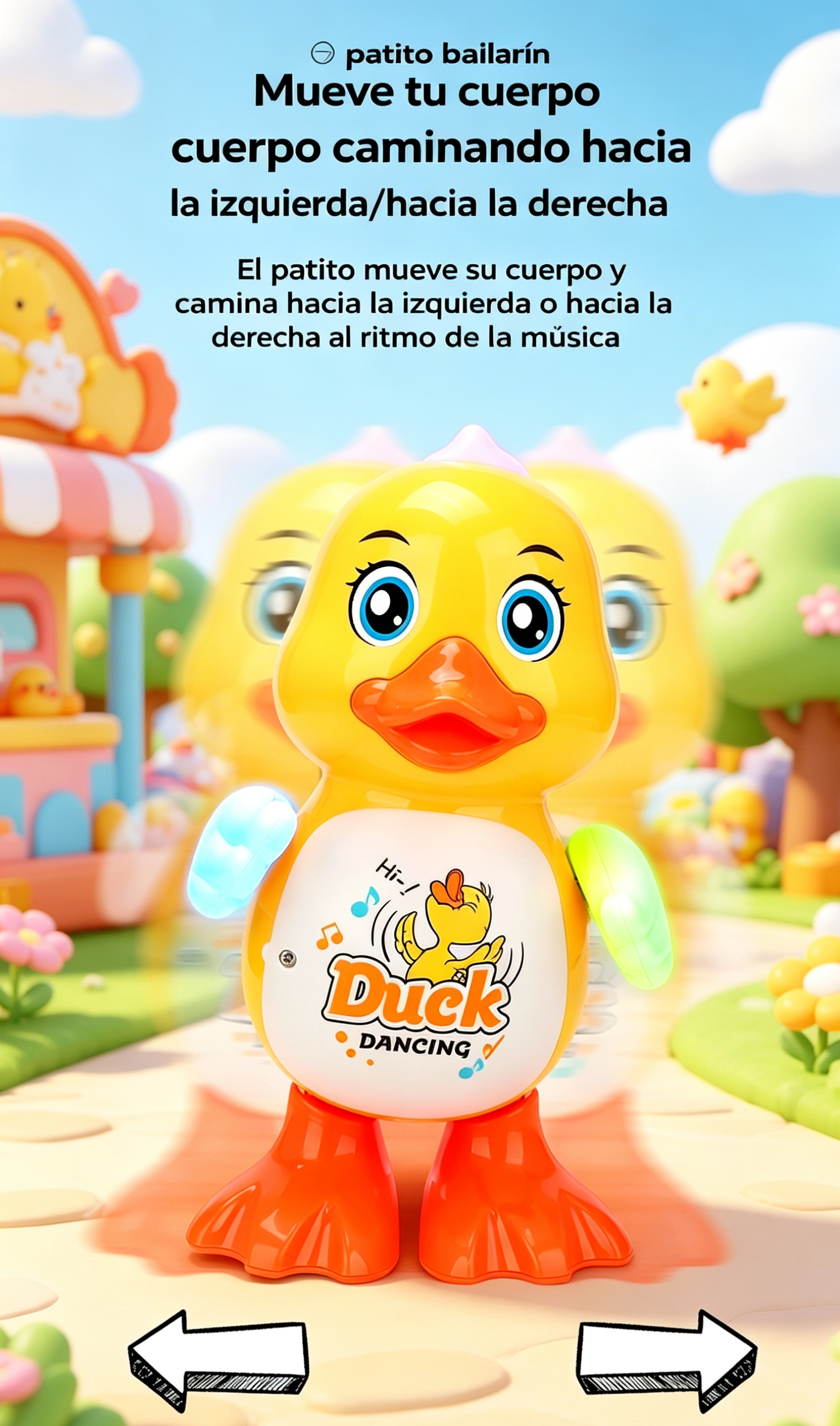 JUGUETE de pato EL patito juan luces eléctricas música bailando pato nuevos juguetes Specification image