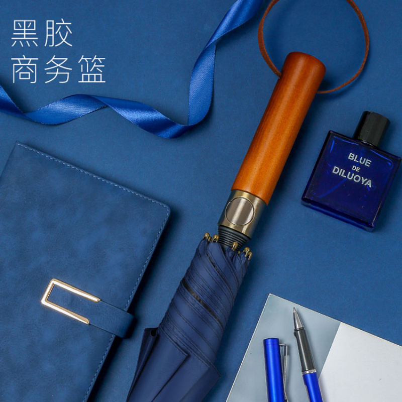 Hengdun automatic wooden handle all-weather umbrella, retro and light luxury style, gold rubber sun protection umbrella, black rubber UV protection sunshade umbrella, reinforced wind and rain resistance, business straight pole umbrella, supports wholesale and custom LOGO pic 4