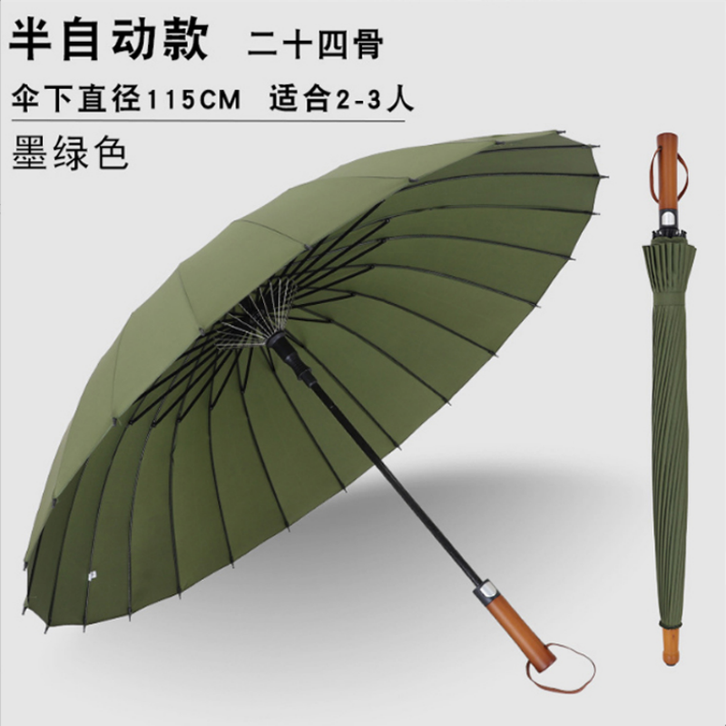 Hengdun retro solid wood handle 24-bone long handle umbrella, semi-automatic large reinforcement, wind-resistant and rainproof, simple solid color business umbrella, suitable for 2-3 people to use. Umbrella supports wholesale customization Application Scenario