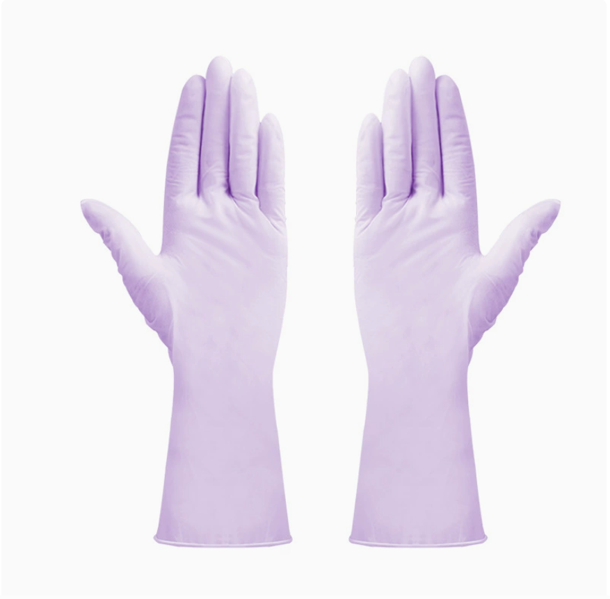 Food-grade nitrile powder-free cleaning and protective disposable gloves for pets, waterproof and durable protective nitrile hands for women washing dishes Item Picture