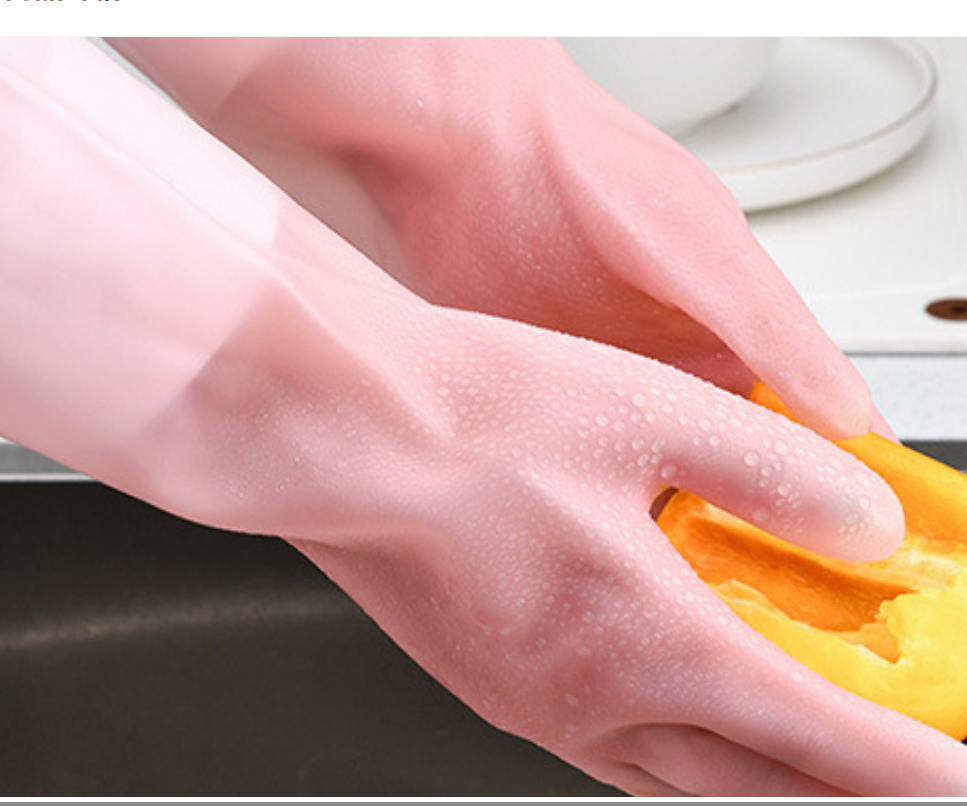 Rubber gloves, kitchen cleaning, household laundry, dishwashing, wear-resistant, thickened and durable, household cleaning work gloves details Picture