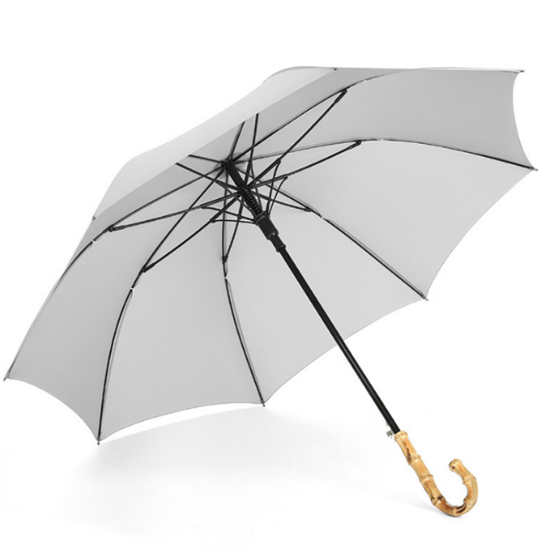 Hengdun retro artistic bamboo joint curved handle semi-automatic long pole umbrella, reinforced wind and rain resistant straight pole umbrella, simple solid color business commuting all-weather umbrella, factory stock available, wholesale supported, custom logo Application Scenario