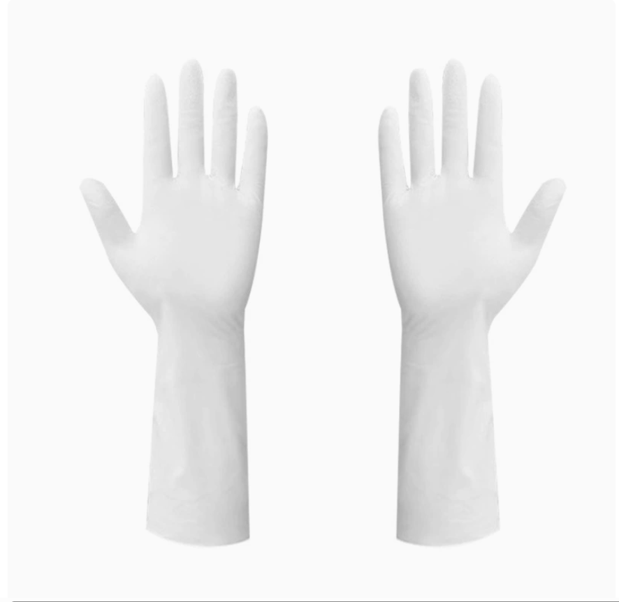 Thickened, durable, anti-slip household waterproof nitrile gloves, construction site protection, inspection and cleaning, white dishwashing gloves Item Picture