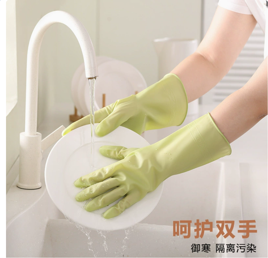 Household dishwashing gloves manufacturer wholesale PVC waterproof gloves for household chores, cleaning, running around and street stalls, thickened plastic steel gloves