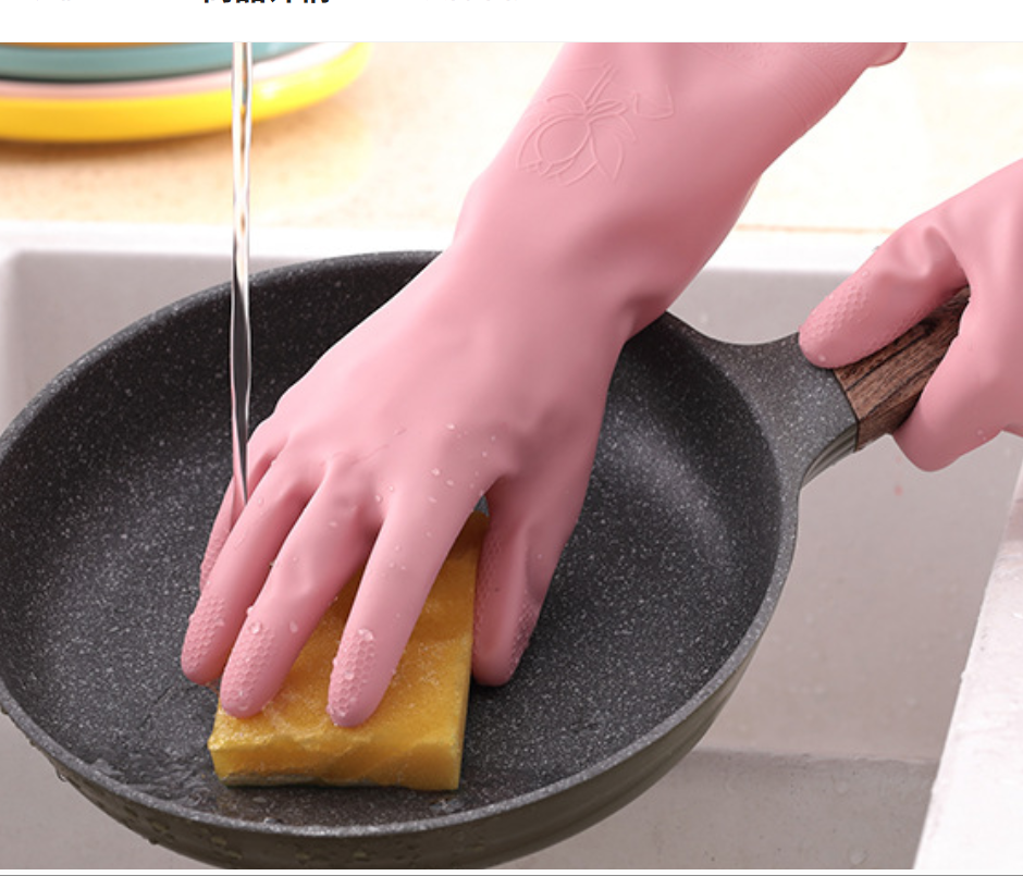 Household cleaning and dishwashing gloves for women, soft PVC durable gloves, waterproof and anti-slip, dishwashing and laundry gloves for home use Application Scenario