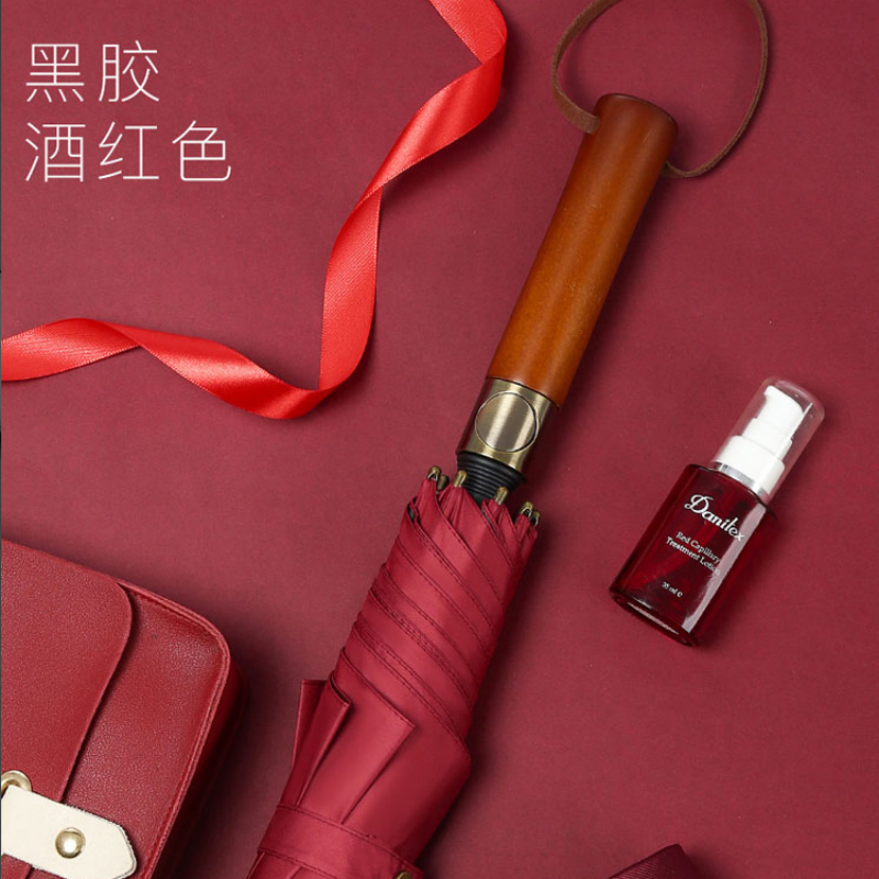 Hengdun automatic wooden handle all-weather umbrella, retro and light luxury style, gold rubber sun protection umbrella, black rubber UV protection sunshade umbrella, reinforced wind and rain resistance, business straight pole umbrella, supports wholesale and custom LOGO Application Scenario