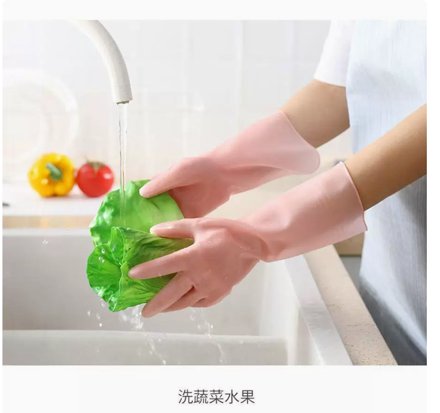Beef tendon gloves, waterproof, household chores, dishwashing gloves wholesale, winter kitchen cleaning, PVC jelly color plastic steel gloves Specification image