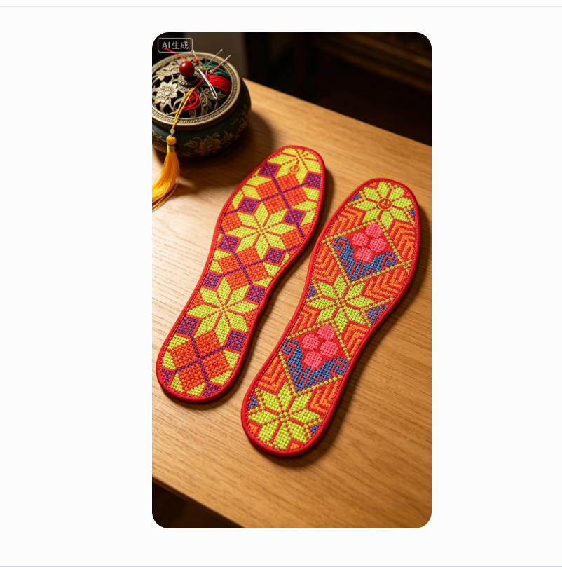 Cross-stitch insoles, anti-odor, breathable, sweat-absorbing, moisture-wicking and breathable for men and women, pure cotton embroidered festive insoles Item Picture