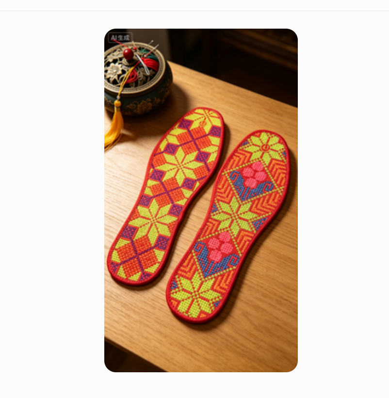 Cross-stitch insoles, anti-odor, breathable, sweat-absorbing, moisture-wicking and breathable for men and women, pure cotton embroidered festive insoles Specification image