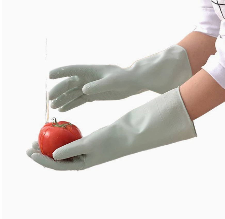 Household cleaning and dishwashing gloves for women, soft PVC durable gloves, waterproof and anti-slip, dishwashing and laundry gloves for home use Item Picture