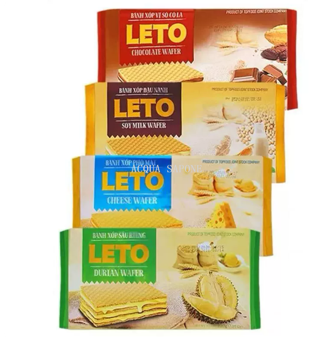 Free shipping! Vietnamese LETO Durian-flavored Wafers 200g, genuine durian-flavored, individually packaged details Picture