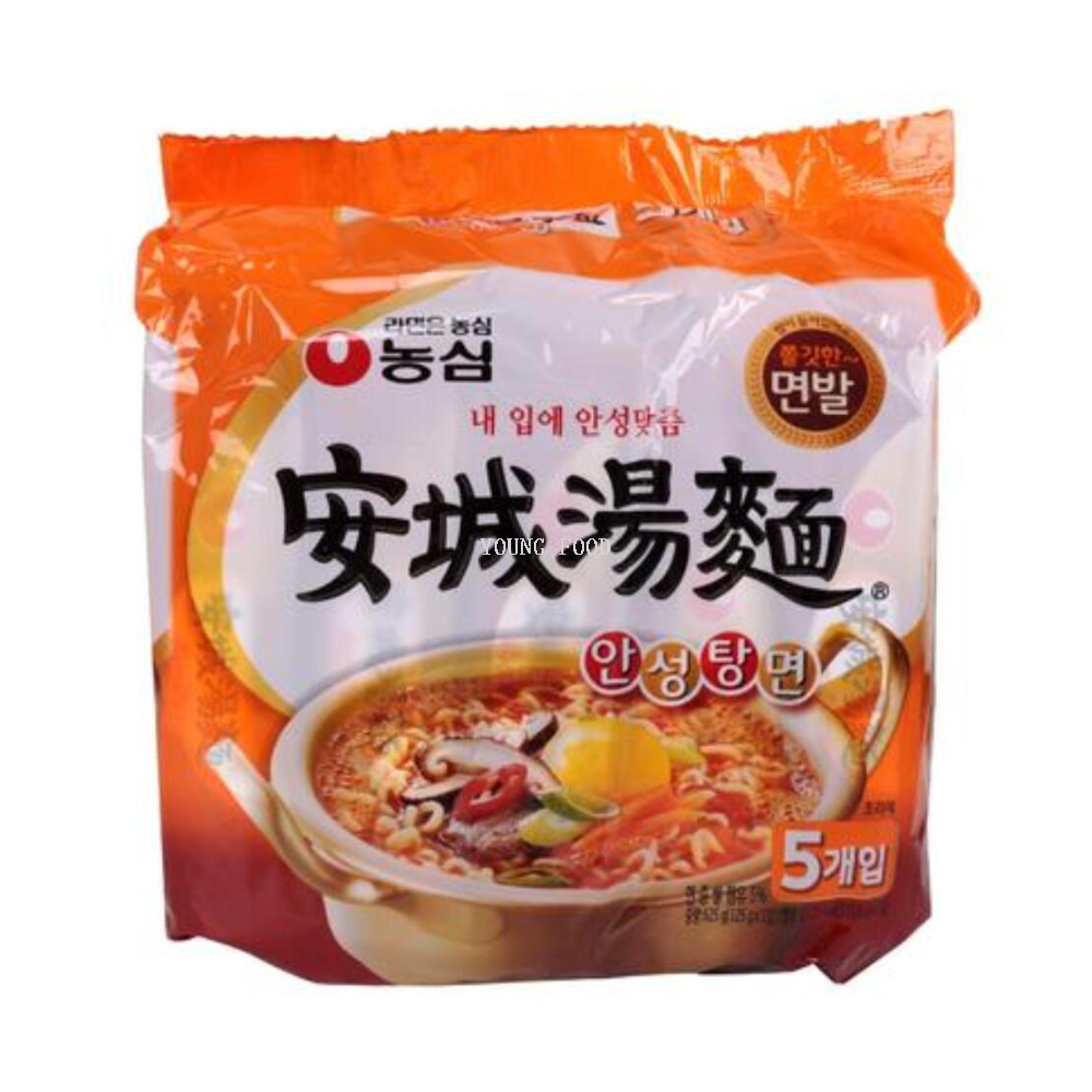 Free shipping! Korean Nongshim Anseong Noodle Soup 125g*5 bags of classic Korean thick soup, smooth and chewy instant noodles