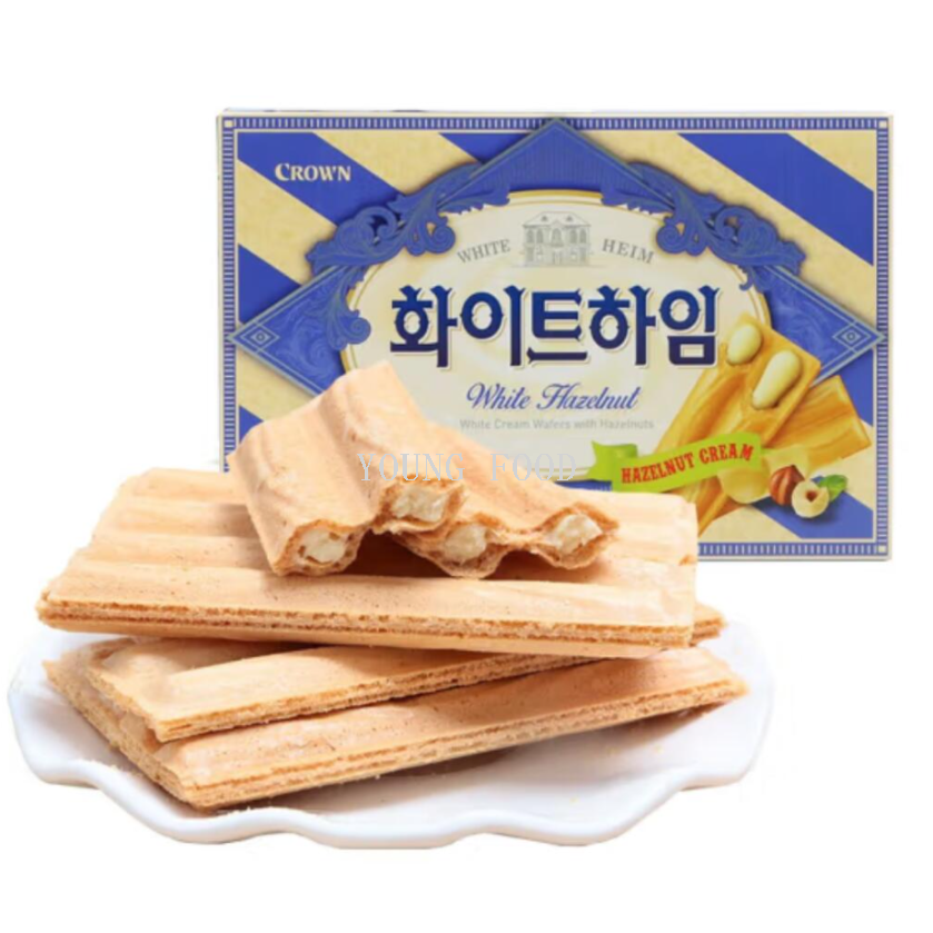 Free shipping! Korean imported snack food filling crown Chocolate Hazelnut Wafer Cookies 47g
