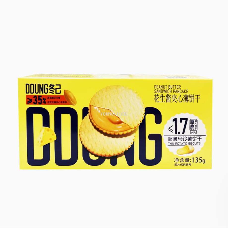 Free shipping! Dongji peanut Butter Filled thin Pancake 135g rich and fragrant with a thin and crispy filling. One bite is crispy and fragrant, so satisfying details Picture