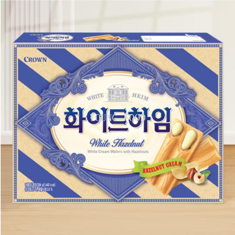 Free shipping! Korean imported crown Cream Hazelnut wafers 284g with rich cream filling details Picture