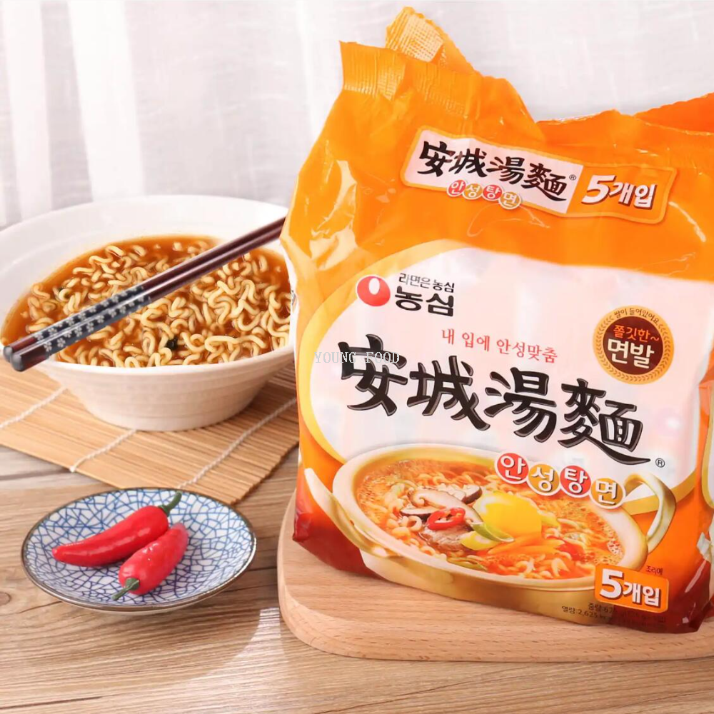 Free shipping! Korean Nongshim Anseong Noodle Soup 125g*5 bags of classic Korean thick soup, smooth and chewy instant noodles Application Scenario
