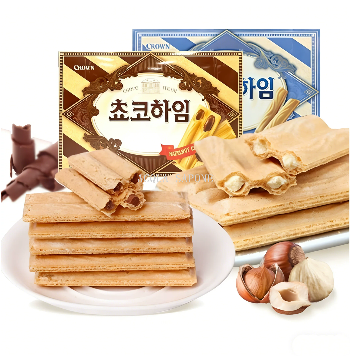 Free shipping! crown Crown Hazelnut Chocolate Wafer Cookies 142g, an imported Korean snack food