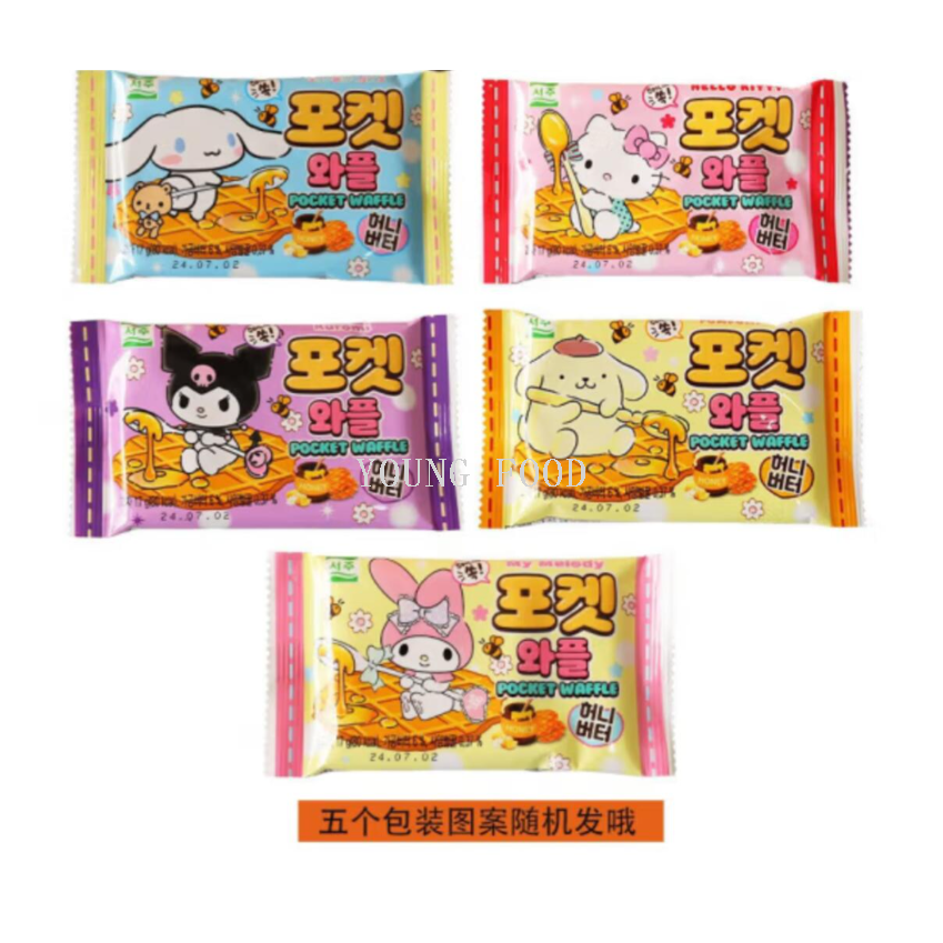 包邮！韩国西洲蜂蜜黄油味华夫饼干17g 卡通巧克力威化进口零食