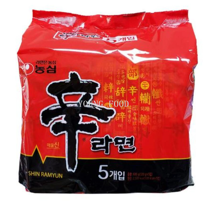 Free shipping: Korean imported Nongshim Shin Ramen with mushroom and beef flavor, 120g*5 bags of instant noodles, fast food