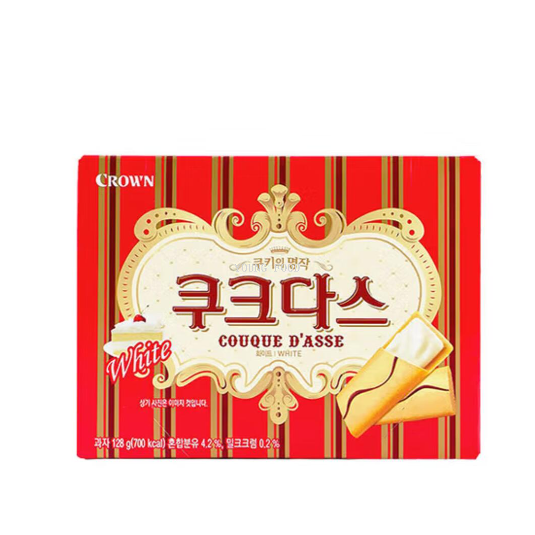 Free shipping! Korean imported crown Cream-flavored sandwich bar cookies 128g with smooth cream filling Item Picture