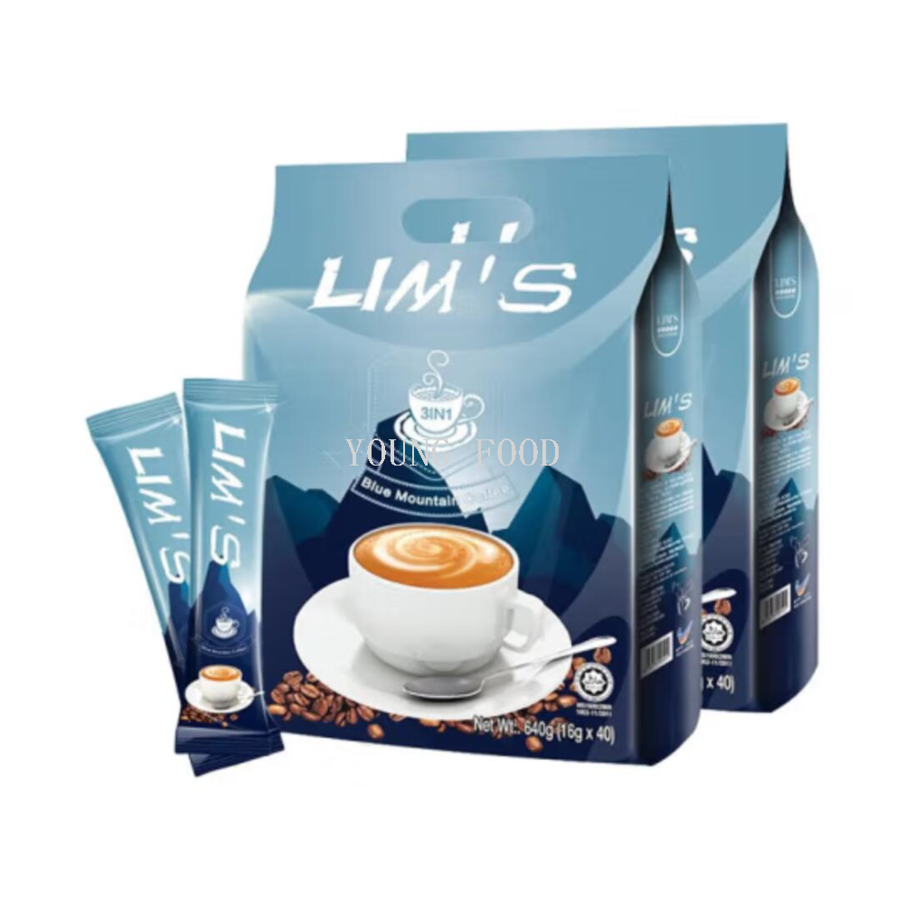 Free shipping! Malaysian LIMS Zero Astringency Blue Mountain Flavor Three-in-one Instant Coffee 640g Imported snack and beverage details Picture