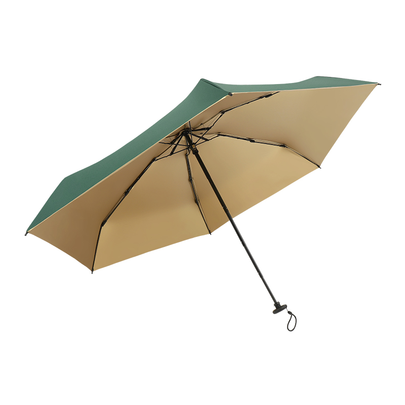 Hengdun ultra-light Mini 6-fold umbrella with gold rubber coating for sun protection and UV protection, featuring a golden edge design, is compact and portable for commuting. It is a dual-purpose folding pocket umbrella that supports wholesale and custom logos Specification image