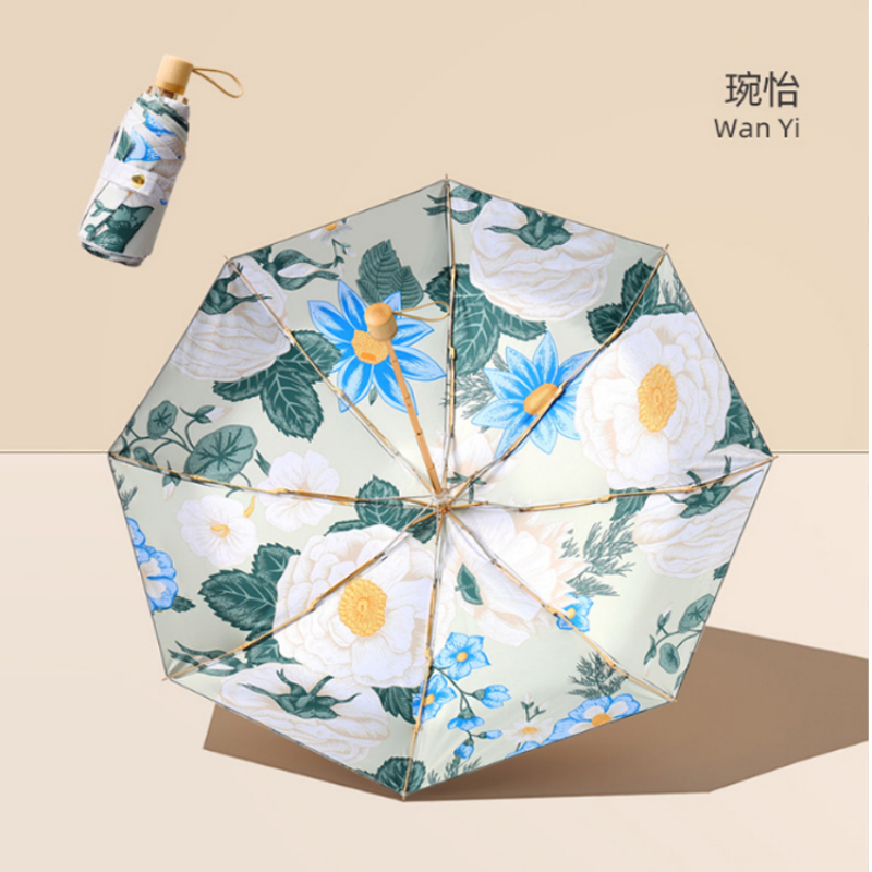 恒盾艺术油画印花五折胶囊伞 超轻便携防晴雨伞 双层伞面 迷你口袋伞黑胶防晒防紫外线遮阳伞 高颜值通勤两用伞 支持批发定制详情8