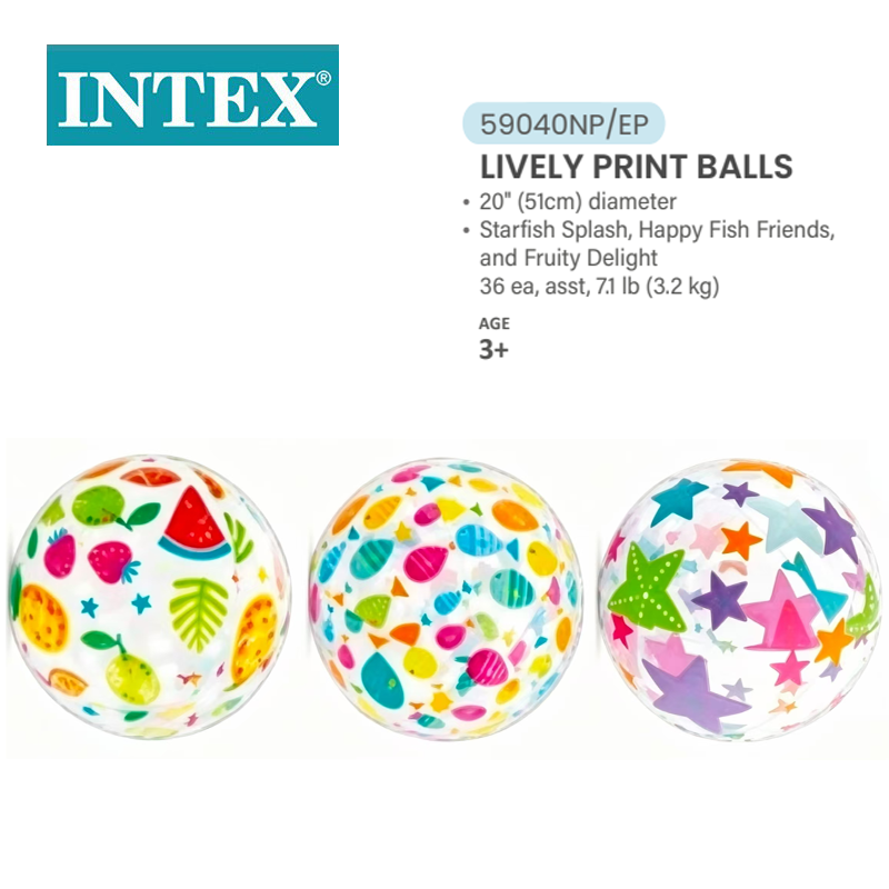 INTEX59040流行组沙滩球儿童pvc充气拍拍球 透明卡通充气玩具批发